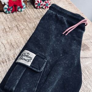 The Rolling Stones Kids Charcoal Joggers with Pink Drawstring NWOT